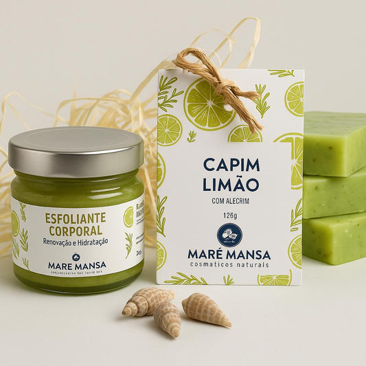 KIT Esfoliante corporal + Sabonete artesanal CAPIM LIMÃO e ALECRIM